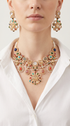 Cabochon Kundan Gold Necklace Set, alternate view, Label DC
