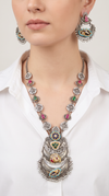Navy Triple Crescent Silver Necklace Set, alternate view, Label DC