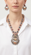 Peacock Triple Crescent Silver Necklace Set, alternate view, Label DC