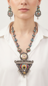 Medallion Triangle Silver Necklace Set, alternate view, Label DC