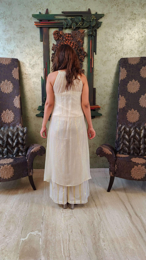 Shimmer Cream White Coord Set