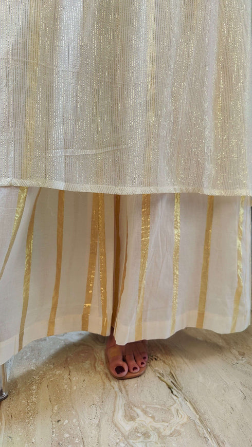 Shimmer Cream White Coord Set