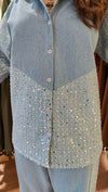 Shimmer Sequin Denim Shirt with Pant - view 6