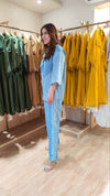 Shimmer Sequin Denim Shirt with Pant - view 7