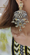 Silver And Gold Dual Tone Flower Earring - view 3