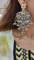 Silver And Gold Dual Tone Flower Earring - view 3