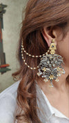 Silver And Gold Dual Tone Flower Earring - view 4