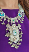 Silver Turquoise Statement Necklace - view 2