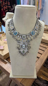 Silver Turquoise Statement Necklace - view 4