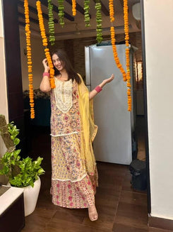 Spaghetti Yellow Jaipuri Sharara Set - view 11