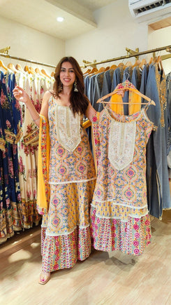 Spaghetti Yellow Jaipuri Sharara Set - view 4