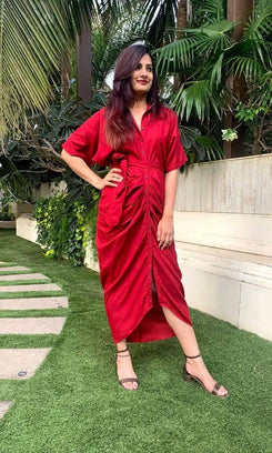 Sultry Red Shirt Gown
