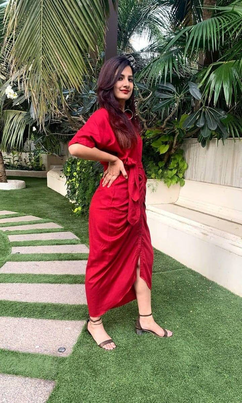 Sultry Red Shirt Gown