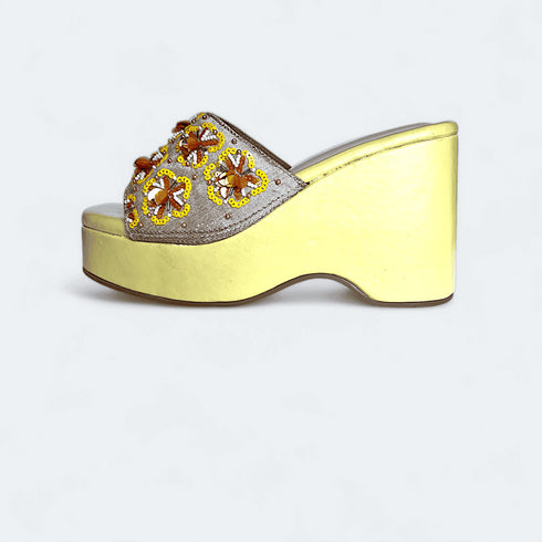 Sunflower Yellow Floral Wedges - dcmumbai