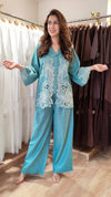 Teal Blue Cutwork Coord Set