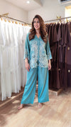 Teal Blue Cutwork Coord Set - view 2