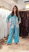 Teal Blue Cutwork Coord Set - view 4