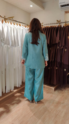 Teal Blue Cutwork Coord Set - view 8