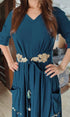 Teal Blue Dress With Belt