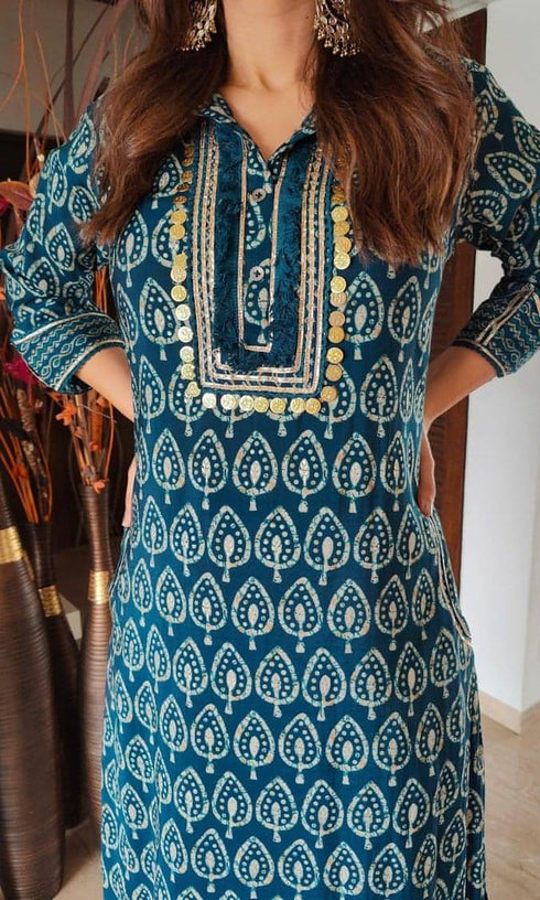 Teal Blue Pathani Set