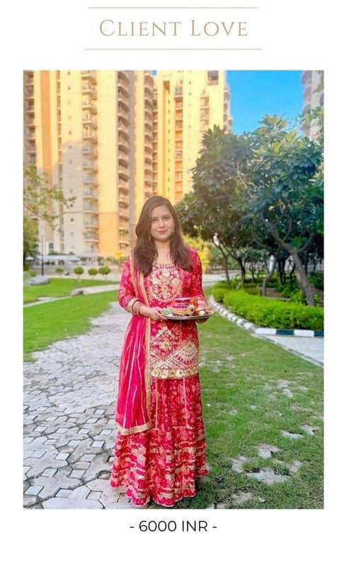 Tomato Pink Sharara Set