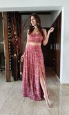 Tomato Red Slit Skirt Coord Set