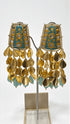 Turquoise Golden Leaf Dangler Earrings - view 2