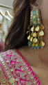Turquoise Golden Leaf Dangler Earrings - view 3