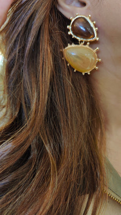 Vintage Gold Double Tear Drop Earrings - view 2