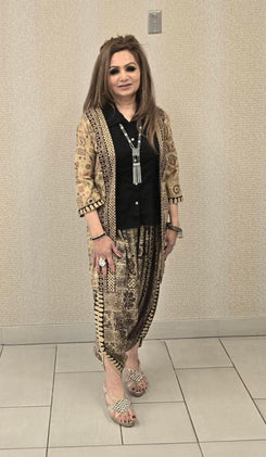 Warli Print Dhoti Set With Shirt And Jacket - view 11