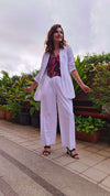 White Abstract Waist Coat Set