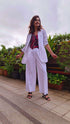 White Abstract Waist Coat Set
