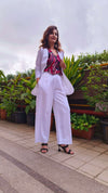 White Abstract Waist Coat Set