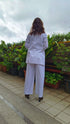 White Abstract Waist Coat Set