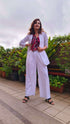 White Abstract Waist Coat Set