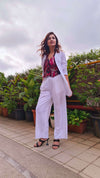 White Abstract Waist Coat Set