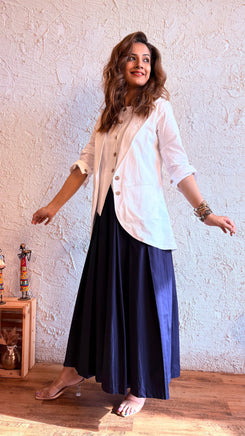 White Blue Blazer Skirt Set - view 5