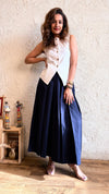 White Blue Blazer Skirt Set - view 7