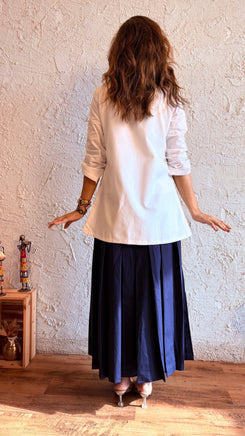 White Blue Blazer Skirt Set - view 8