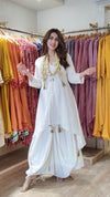 White Drape Dress With Printed Scarf - view 10
