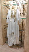 White Drape Dress With Printed Scarf - view 2