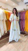 White Drape Dress With Printed Scarf - view 4