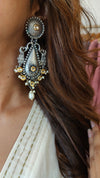 White Drape Dress With Printed Scarf - view 8