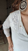 White Drape Dress with Scarf