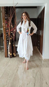 White Drape Dress with Scarf