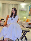 White Drape Dress with Scarf