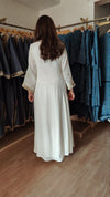 White Drape Skirt Set with Embroidered High-Low Top - view 4