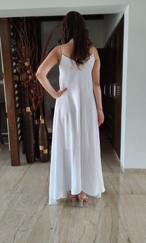 White High Low Spaghetti Dress