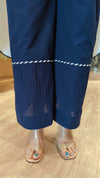 White Kurta Set with Card Embroidery and Blue Pants - view 8