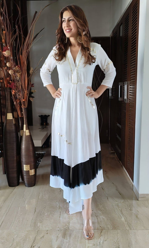 White Leather Patchwork Dress